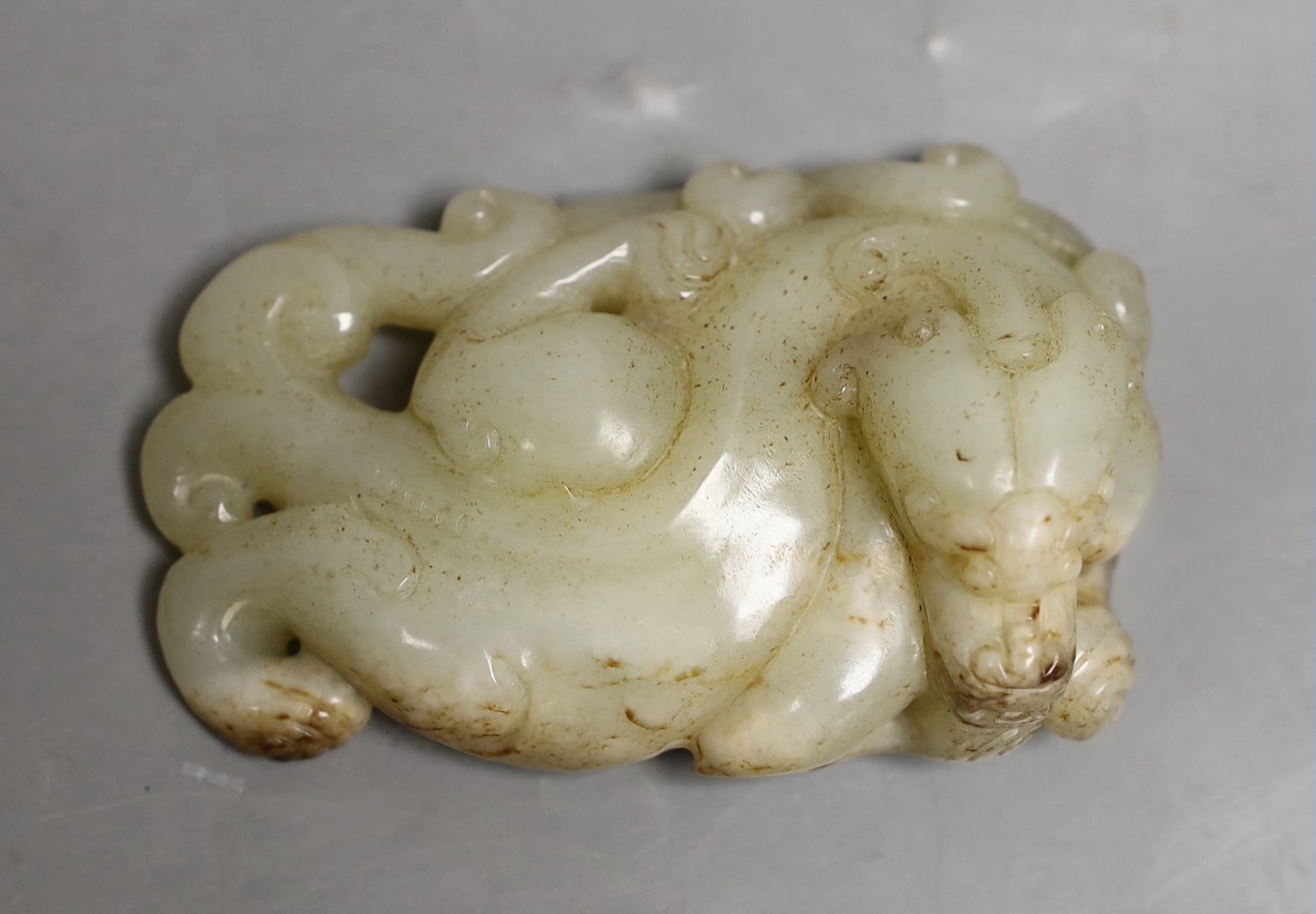 A large Chinese jade carving of a chilong, Song or later, 10.3cm